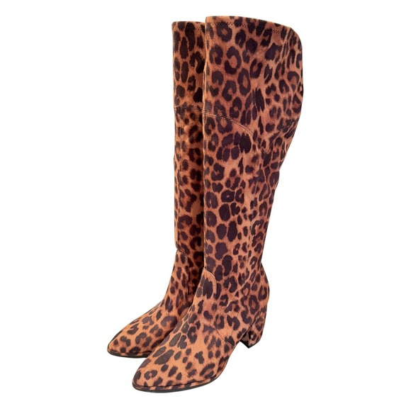 Marc Fisher Shoes - Marc Fisher Lella Wide Calf Tall Shaft Leopard Fashion Boots Women's 8W Glam Y2K